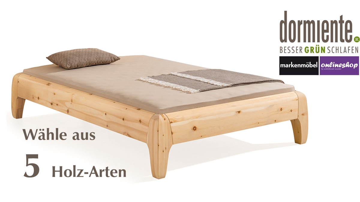 Dormiente Massivholz Bett Gonda Ohne Ruckenlehne 180 X 200 Cm 5 Verschiedene Holz Arten Zur Auswahl