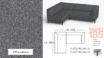 freistil 185 Ecksofa mit hohem Rücken in der Breite 225 cm im Stoff-Bezug #1052 graphitgrau