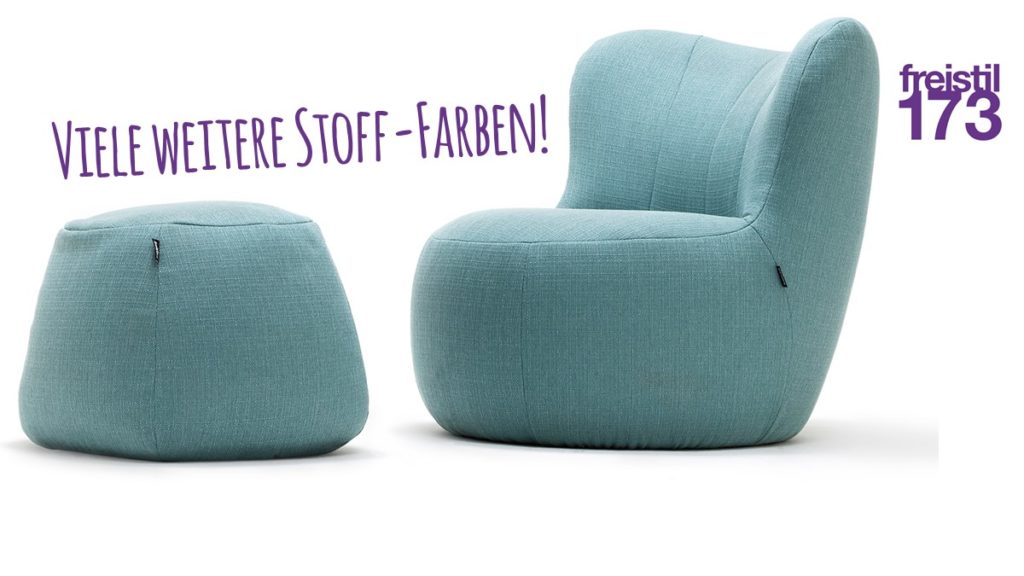 Set bestehend aus freistil 173 Sessel mit Pouf-Hocker rund