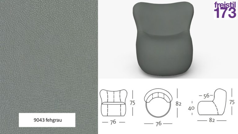 freistil 173 Sessel, im Leder-Bezug #9043 fehgrau