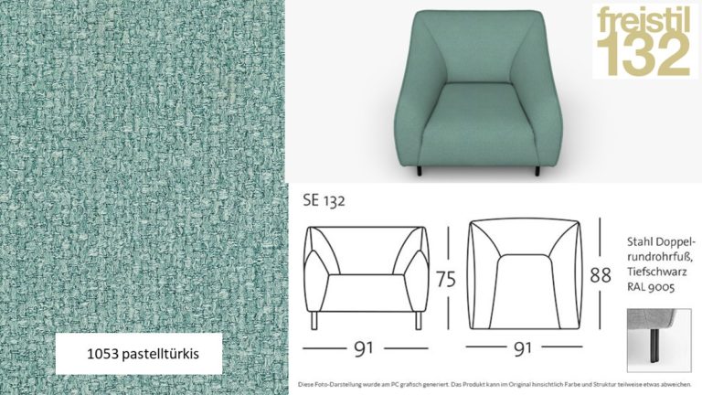 freistil 132 Sessel im Stoff-Bezug #1053 pastelltuerkis