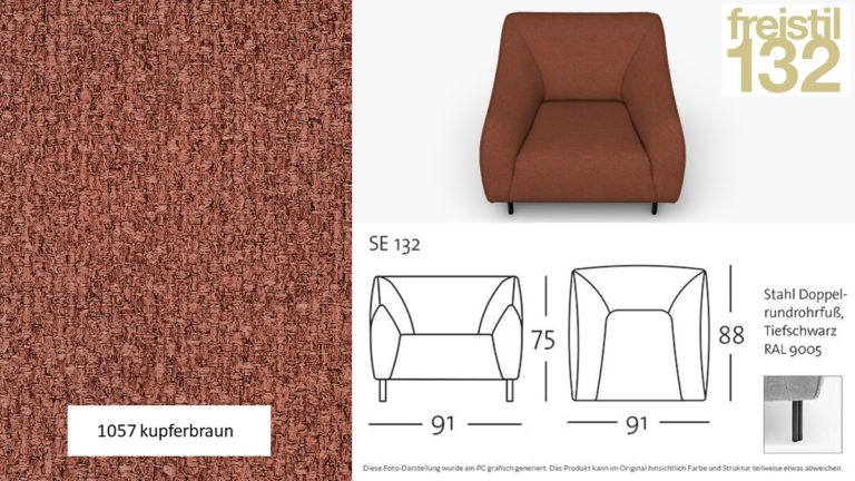 freistil 132 Sessel im Stoff-Bezug #1057 kupferbraun