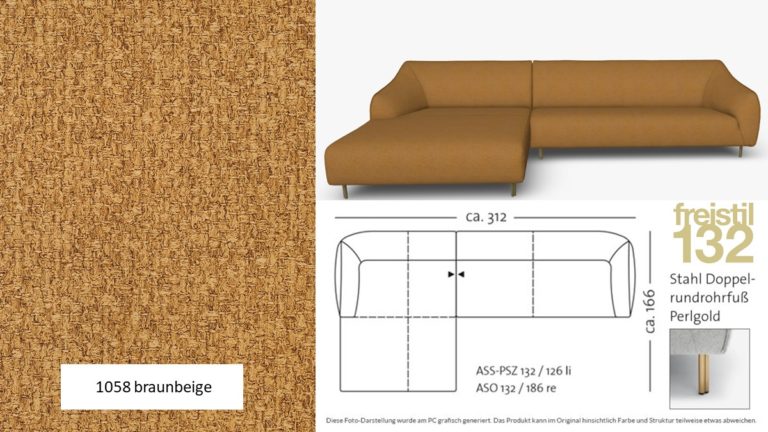 freistil 132 Sofa Kombinationsbeispiel 2 im Stoff-Bezug #1058 braunbeige