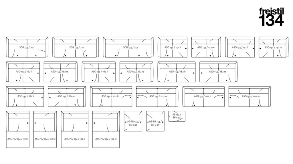 Mit dem freistil134 Baukasten kannst Du Dein ganz eigenes Sofa gestalten.