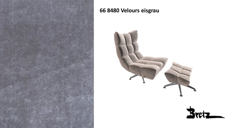 Bretz CLOUD 7 Dreh-Sessel B122 mit Dreh-Hocker C122 im Bezug #668480 Velours eisgrau