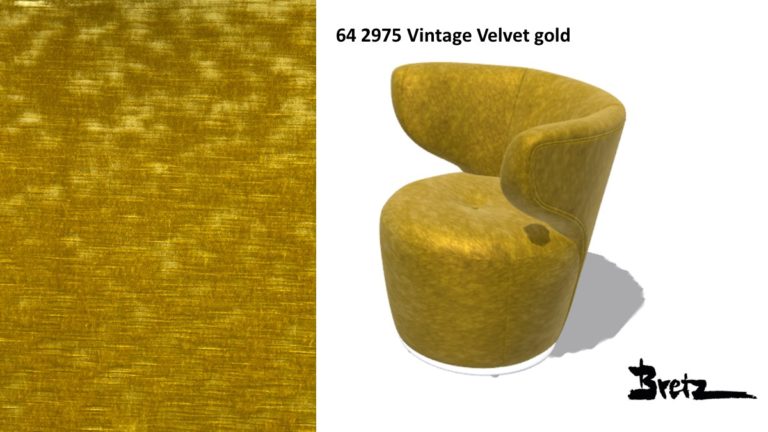 Bretz CROISSANT Drehsessel im Bezug 64 2975 Vintage Velvet gold