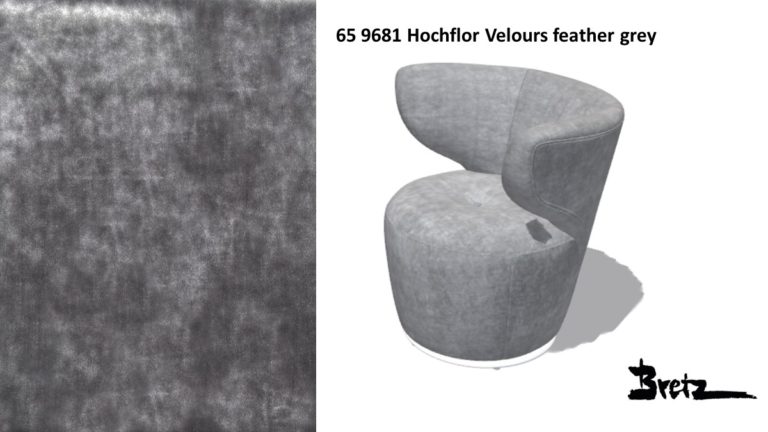Bretz CROISSANT Drehsessel im Bezug 65 9681 Hochflor Velours feather grey