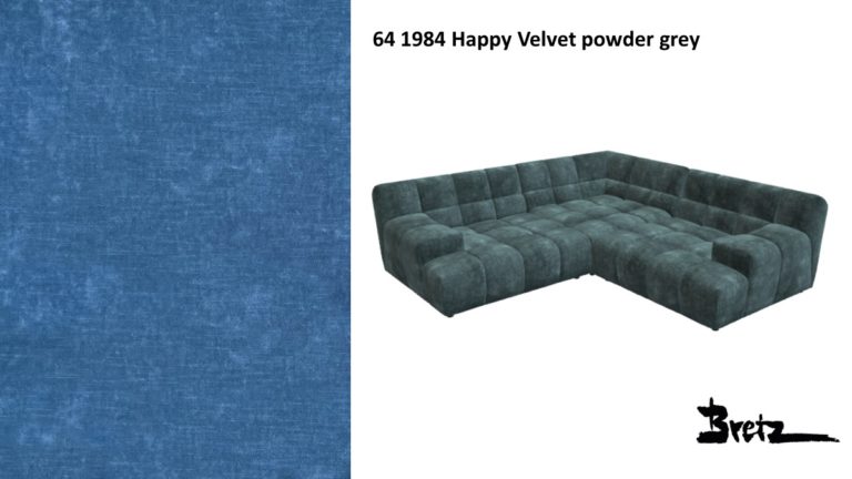 Bretz OCEAN 7 Ecksofa Uli-S-Ure158 im Bezug #641984 Happy Velvet powder grey