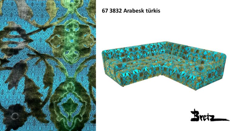 Bretz OCEAN 7 Ecksofa Uli-S-Ure158 im Bezug #673832 Arabesk tuerkis