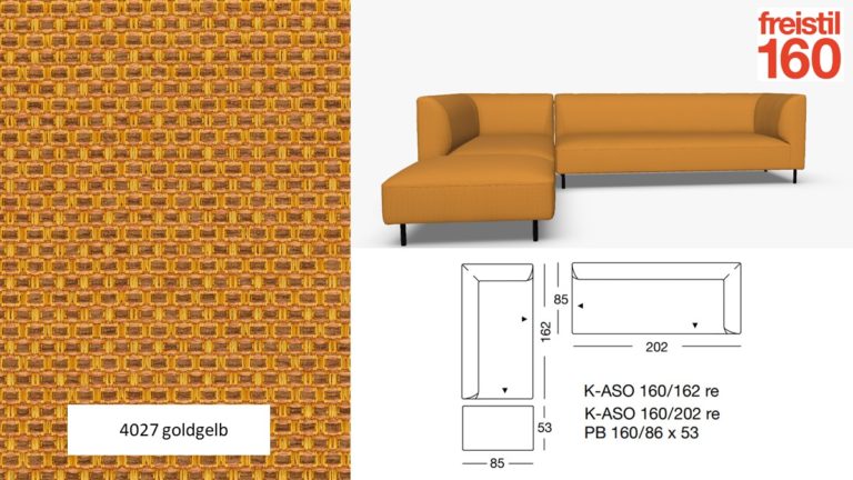 freistil 160 Sofa-Kombination 1, im Stoff-Bezug #4027 goldgelb