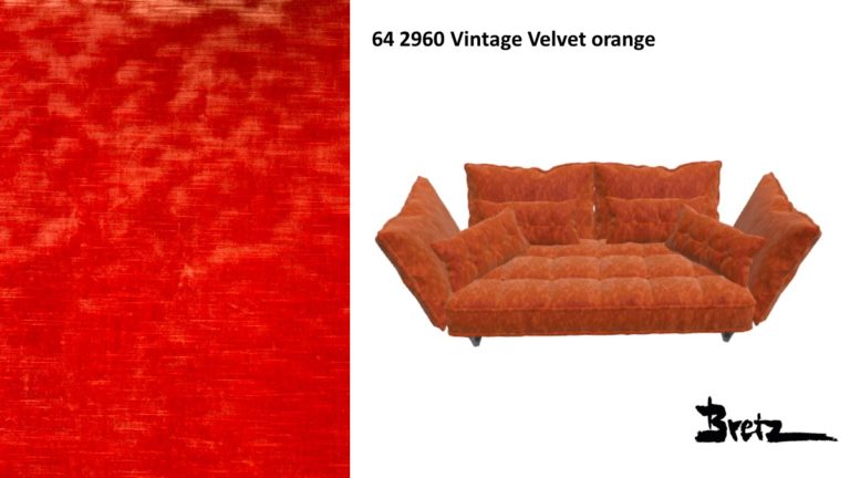 Bretz OHLINDA Sofa F118 im Bezug #642960 Vintage Velvet orange