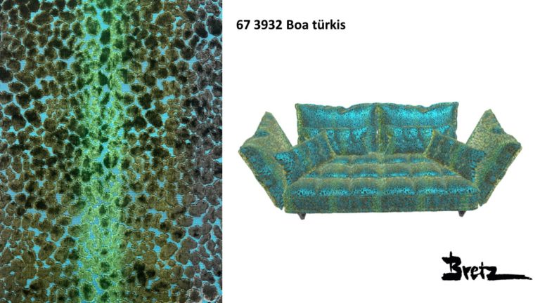 Bretz OHLINDA Sofa F118 im Bezug #673932 Boa tuerkis