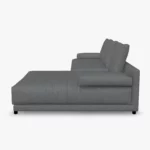 freistil 142 Sofa mit Longchair rechts in der Breite ca. 310 cm aus der seitlichen Perspektive im Stoff-Bezug 5472 graphitgrau