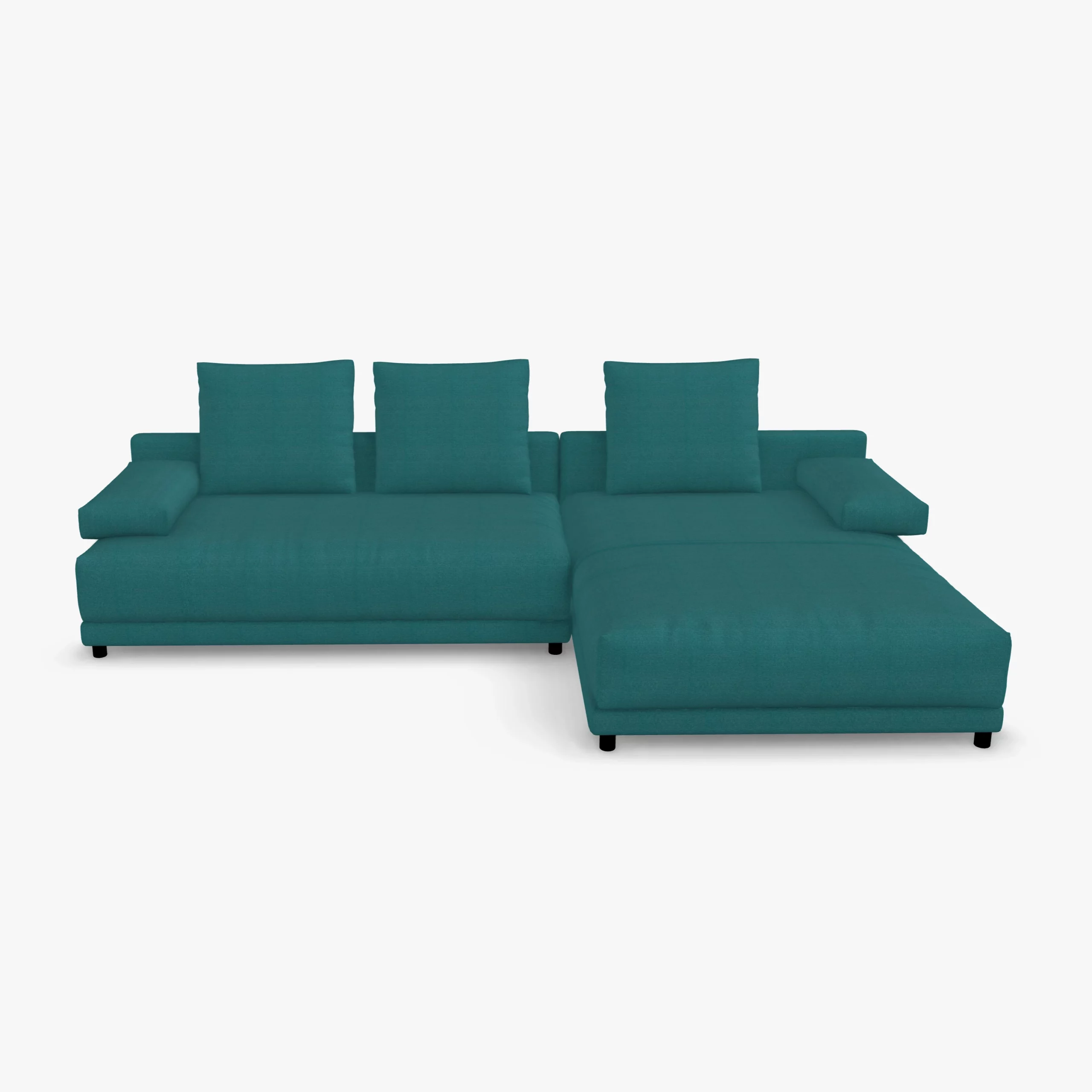 freistil 142 Sofa mit Longchair rechts in der Breite ca. 310 cm im Stoff-Bezug 6513 blaugrün
