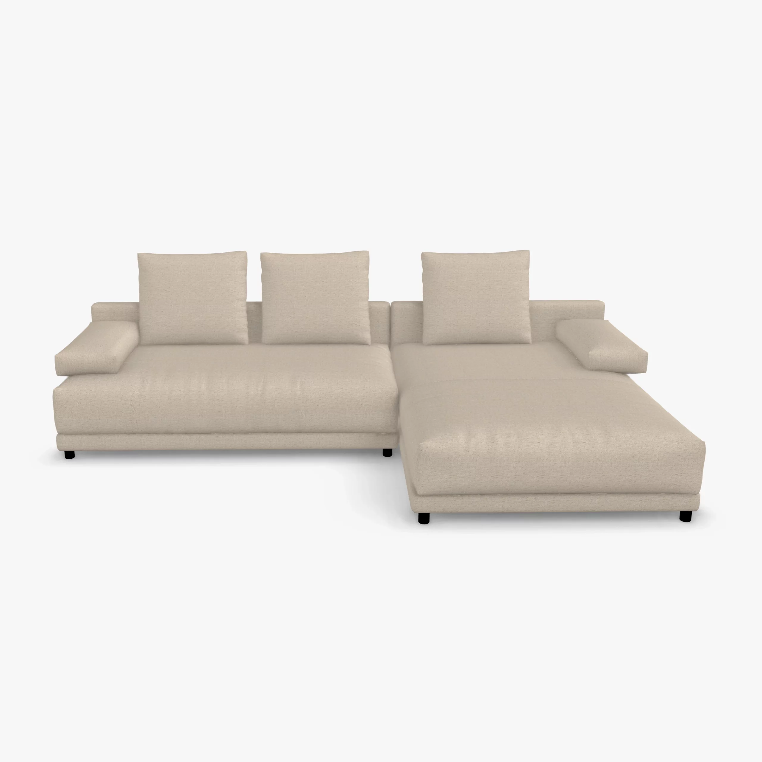 freistil 142 Sofa mit Longchair rechts in der Breite ca. 310 cm im Stoff-Bezug 6572 perlhellgrau