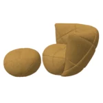 Bretz TERATAI Sessel & Hocker A106 & C106 aus der seitlichen Perspektive im Bezug 657275 caramel