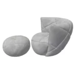 Bretz TERATAI Sessel & Hocker A106 & C106 aus der seitlichen Perspektive im Bezug 659680 moon dust