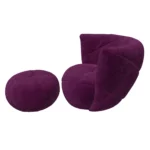 Bretz TERATAI Sessel & Hocker A106 & C106 aus der seitlichen Perspektive im Bezug 668417 deep purple