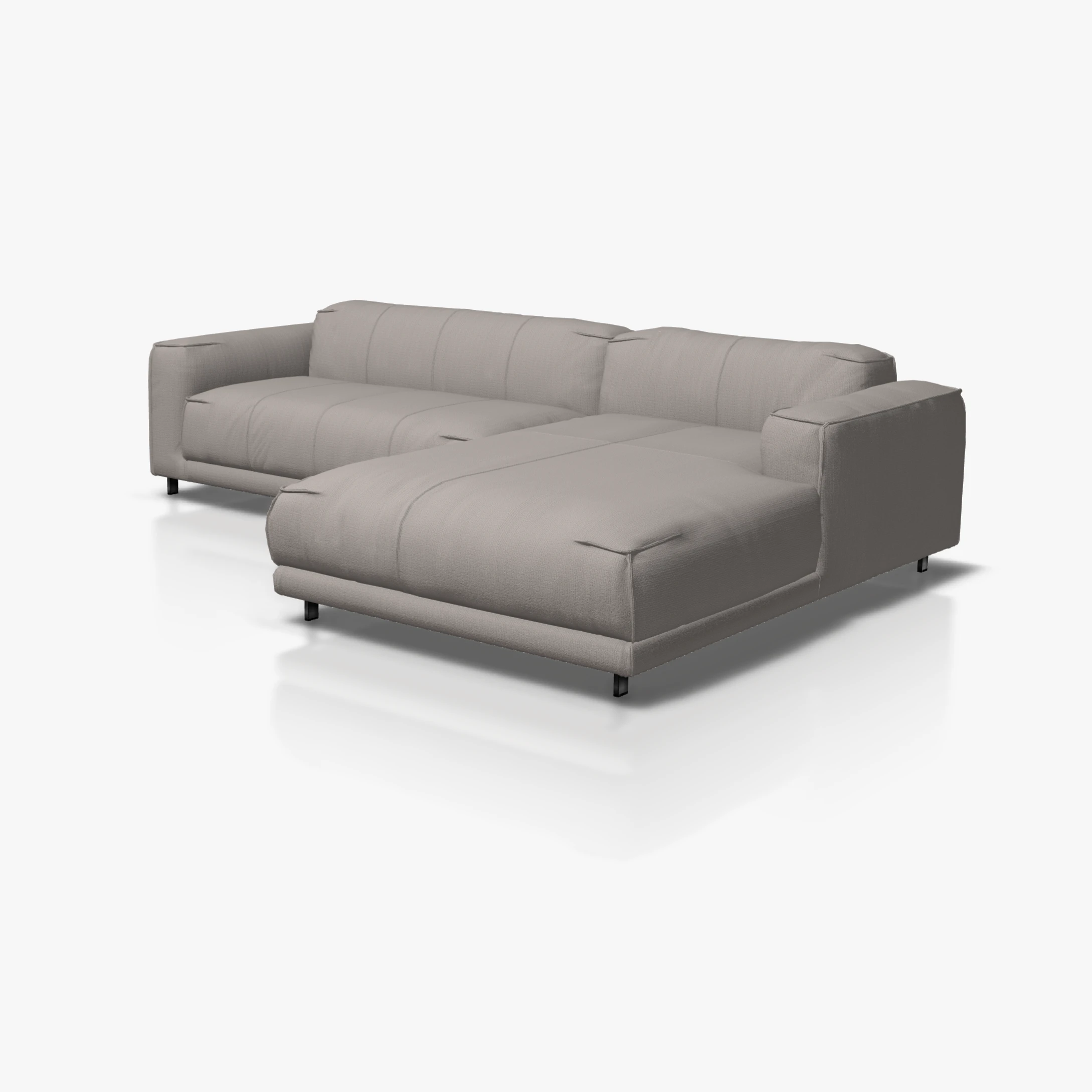 freistil 136 Sofa mit Longchair rechts in der Breite ca. 281 cm aus der seitlichen Perspektivet im Stoff-Bezug 4020 silbergrau