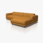 freistil 136 Sofa mit Longchair rechts in der Breite ca. 281 cm aus der seitlichen Perspektivet im Stoff-Bezug 4027 goldgelb