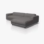 freistil 136 Sofa mit Longchair rechts in der Breite ca. 281 cm aus der seitlichen Perspektivet im Stoff-Bezug 4080 schwarz-weiss-grau