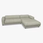 freistil 136 Sofa mit Longchair rechts in der Breite ca. 281 cm im Leder-Bezug 9040 grauweiss, Semianilinleder leicht pigmentiert