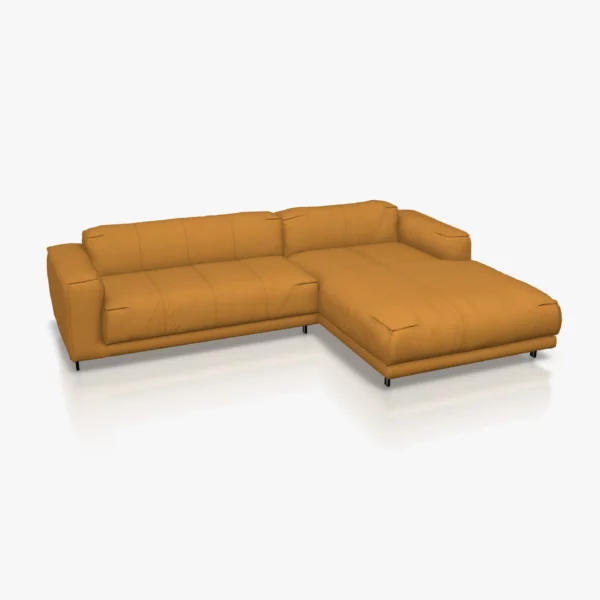 freistil 136 Sofa mit Longchair rechts in der Breite ca. 281 cm im Stoff-Bezug 4027 goldgelb