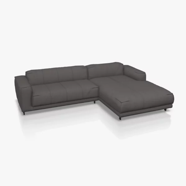 freistil 136 Sofa mit Longchair rechts in der Breite ca. 281 cm im Stoff-Bezug 4042 schwarzgrau