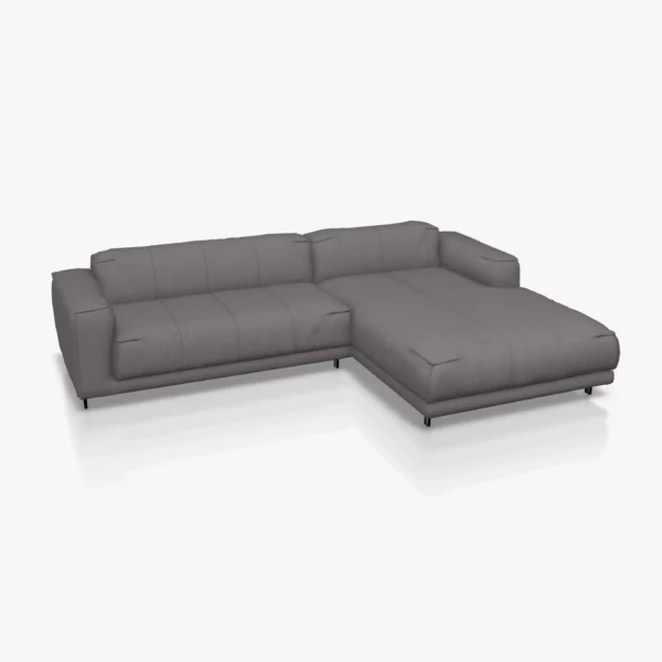 freistil 136 Sofa mit Longchair rechts in der Breite ca. 281 cm im Stoff-Bezug 4080 schwarz-weiss-grau