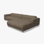 freistil 136 Sofa mit XL-Longchair rechts in der Breite ca. 321 cm aus der seitlichen Perspektive im Leder-Bezug 9042 beigegrau, Semianilinleder leicht pigmentiert