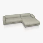 freistil 136 Sofa mit XL-Longchair rechts in der Breite ca. 321 cm im Leder-Bezug 9040 grauweiss, Semianilinleder leicht pigmentiert