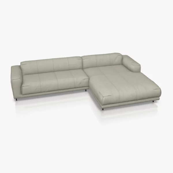 freistil 136 Sofa mit XL-Longchair rechts in der Breite ca. 321 cm im Leder-Bezug 9040 grauweiss, Semianilinleder leicht pigmentiert