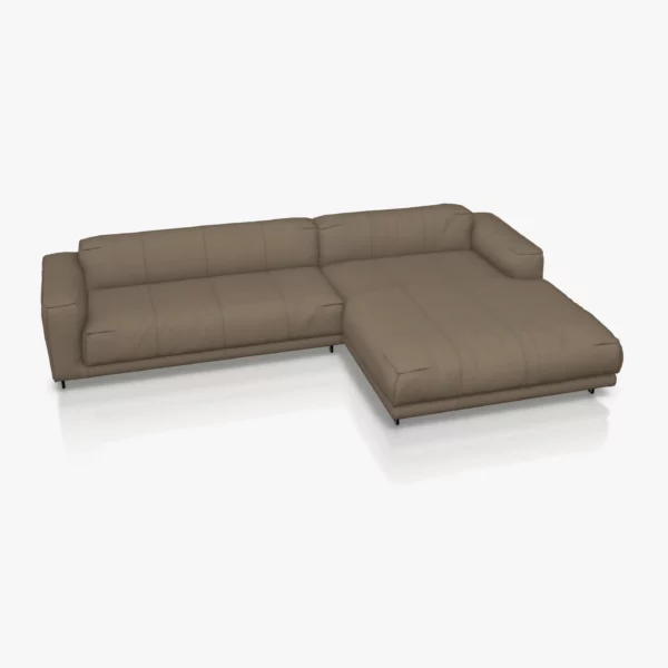 freistil 136 Sofa mit XL-Longchair rechts in der Breite ca. 321 cm im Leder-Bezug 9042 beigegrau, Semianilinleder leicht pigmentiert