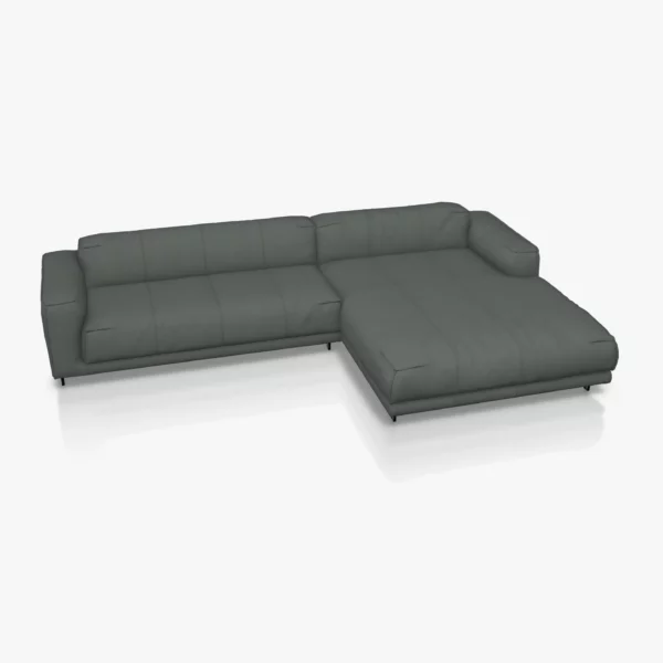 freistil 136 Sofa mit XL-Longchair rechts in der Breite ca. 321 cm im Leder-Bezug 9043 fehgrau, Semianilinleder leicht pigmentiert