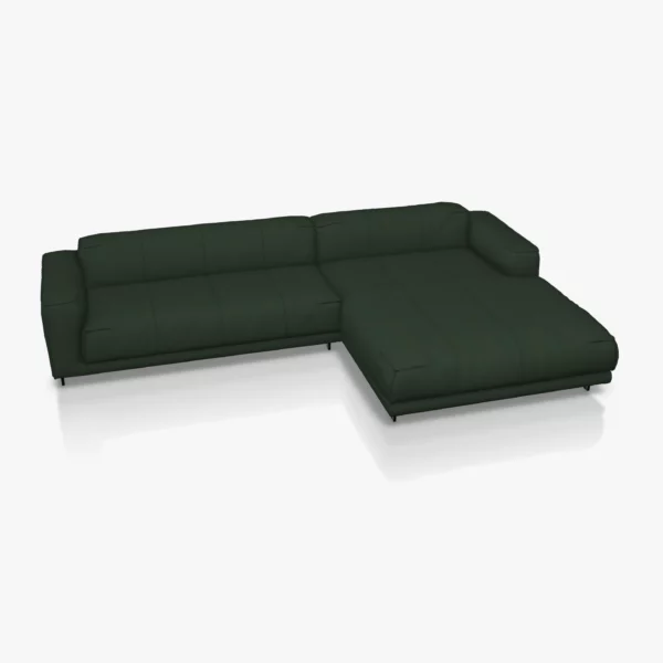 freistil 136 Sofa mit XL-Longchair rechts in der Breite ca. 321 cm im Leder-Bezug 9047 braungruen, Semianilinleder leicht pigmentiert