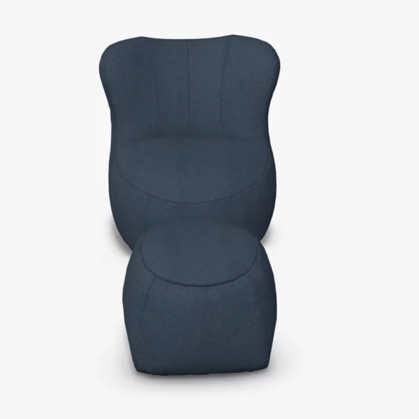 freistil 173 Sessel und Pouf im Stoff-Bezug 1056 schwarzblau