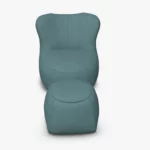 freistil 173 Sessel und Pouf im Stoff-Bezug 3047 taubenblau