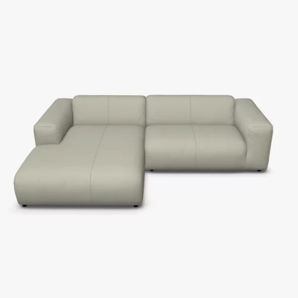 freistil 187 Sofa mit Longchair links in der Breite ca. 280 cm im Leder-Bezug 9040 grauweiss, Semianilinleder leicht pigmentiert