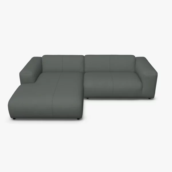 freistil 187 Sofa mit Longchair links in der Breite ca. 280 cm im Leder-Bezug 9043 fehgrau, Semianilinleder leicht pigmentiert