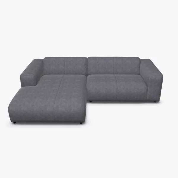 freistil 187 Sofa mit Longchair links in der Breite ca. 280 cm im Leder-Bezug 9226 graphitgrau, Nubukleder mit leicht pigmentierter Zurichtung