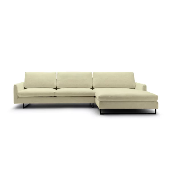 freistil 134 Sofa mit XL-Longchair im Yeti-Stoff 6573 perlweiss