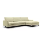 freistil 134 Sofa mit XL-Longchair im Yeti-Stoff 6573 perlweiss - seitlich betrachtet