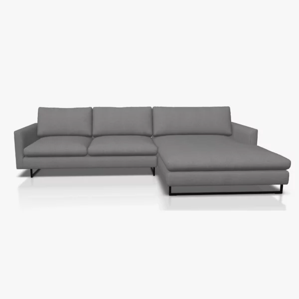 freistil 134 Sofa mit XL-Longchair in der Breite ca. 314 cm im Stoff-Bezug 1051 eisengrau, auf Kufe Quadratrohr