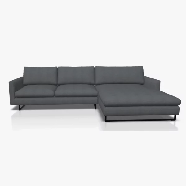 freistil 134 Sofa mit XL-Longchair in der Breite ca. 314 cm im Stoff-Bezug 1052 graphitgrau, auf Kufe Quadratrohr