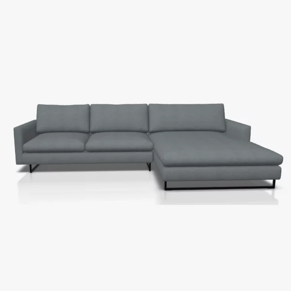 freistil 134 Sofa mit XL-Longchair in der Breite ca. 314 cm im Stoff-Bezug 1055 basaltgrau, auf Kufe Quadratrohr