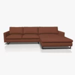 freistil 134 Sofa mit XL-Longchair in der Breite ca. 314 cm im Stoff-Bezug 1057 kupferbraun, auf Kufe Quadratrohr