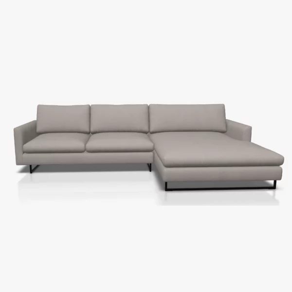 freistil 134 Sofa mit XL-Longchair in der Breite ca. 314 cm im Stoff-Bezug 4020 silbergrau, auf Kufe Quadratrohr