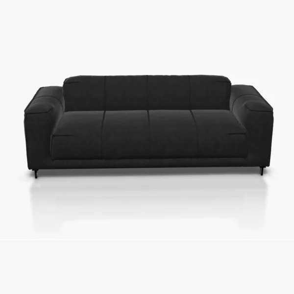 freistil 136 Sofa in der Breite ca, 203 cm im Leder-Bezug 9222 schwarzgrau, Nubukleder mit leicht pigmentierter Zurichtung