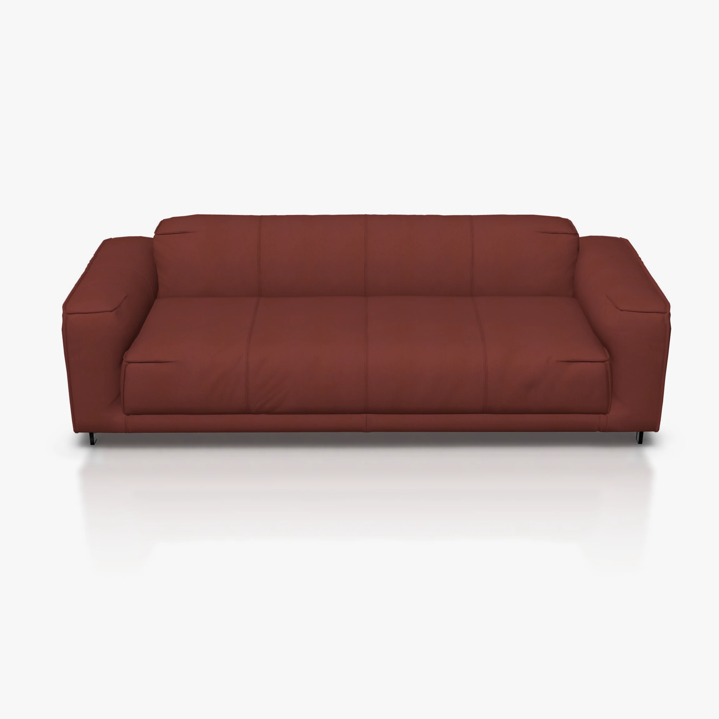 freistil 136 Sofa in der Breite ca, 223 cm im Leder-Bezug 9046 purpurrot, Semianilinleder leicht pigmentiert