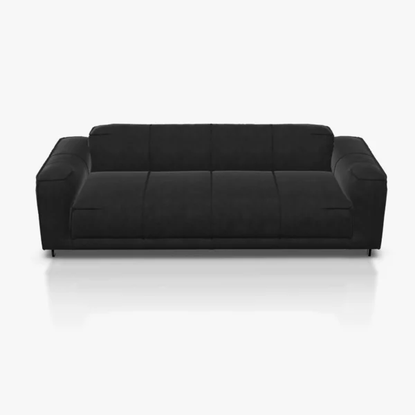 freistil 136 Sofa in der Breite ca, 223 cm im Leder-Bezug 9222 schwarzgrau, Nubukleder mit leicht pigmentierter Zurichtung